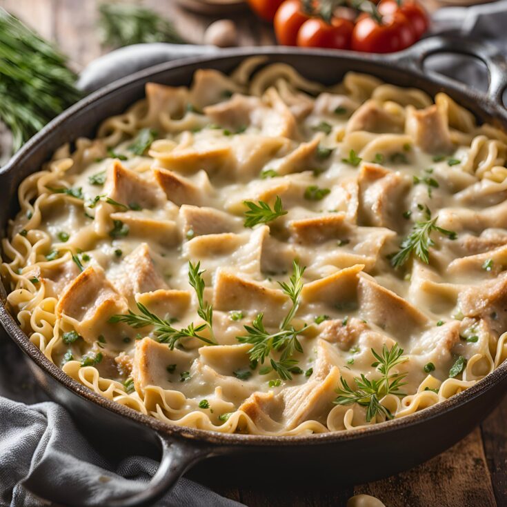 Chicken Pot Pie Noodle Skillet Recipe