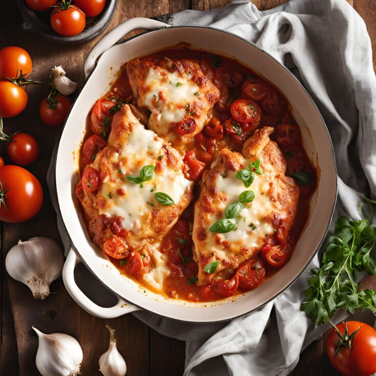 Garlic Tomato Chicken with Mozzarella Recipe