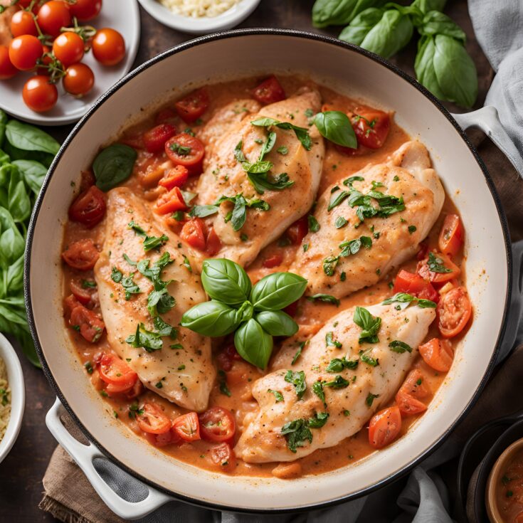 Slow Cooker Creamy Tomato Basil Chicken Breast Recipe