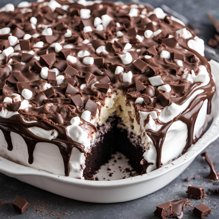 Marshmallow Chocolate Poke Cake Recipe