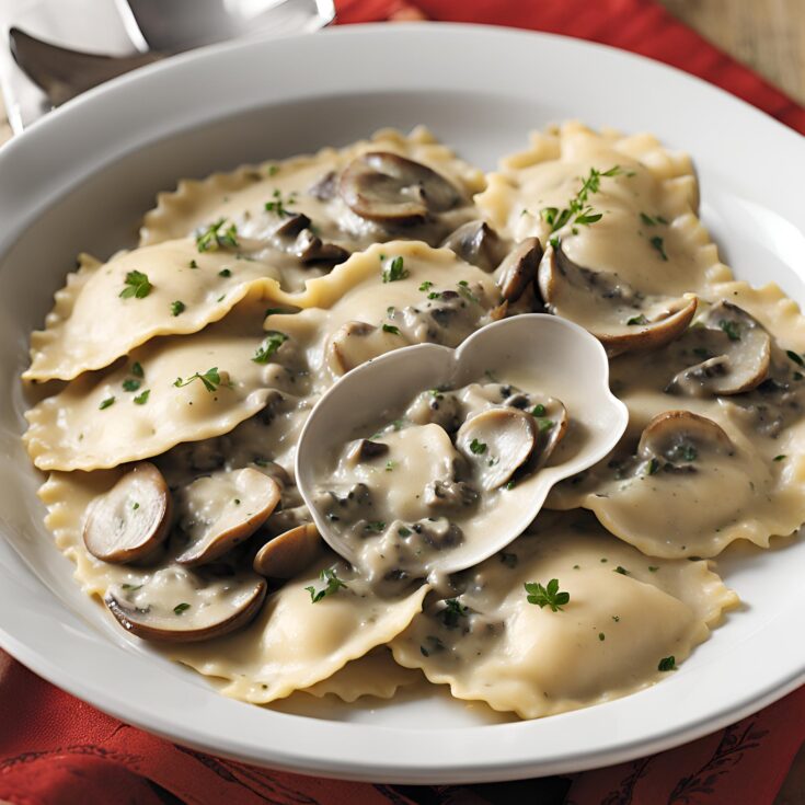 Ravioli with Mushroom Cream Sauce Recipe